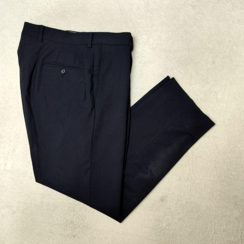 Jack Victor Pants Mens 35x30 Blue Patrick Wool Spandex Slim Flat Dress Suit